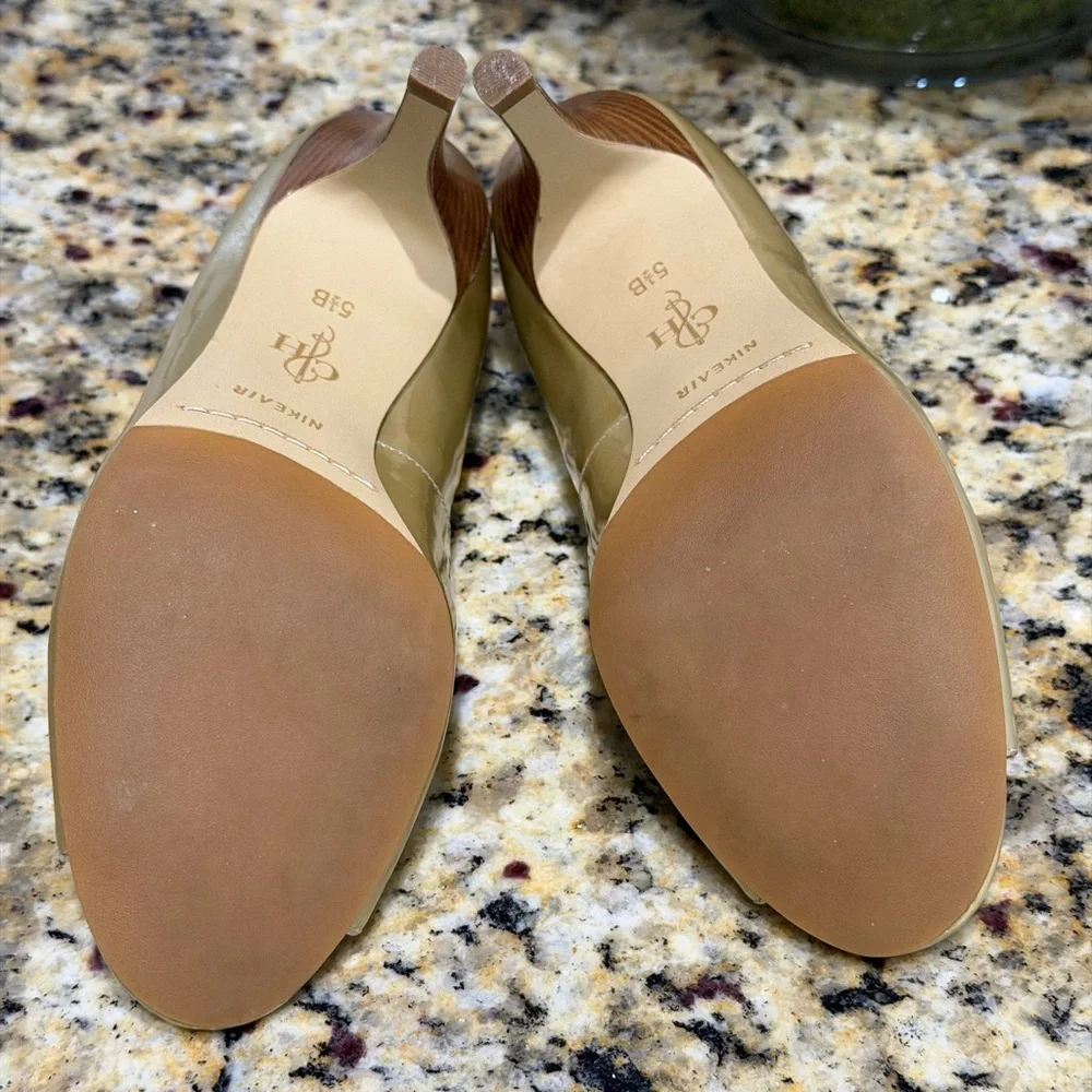 Cole Haan Air Lainey Metallic Gold Leather Open Toe Pumps Nike Air 5.5